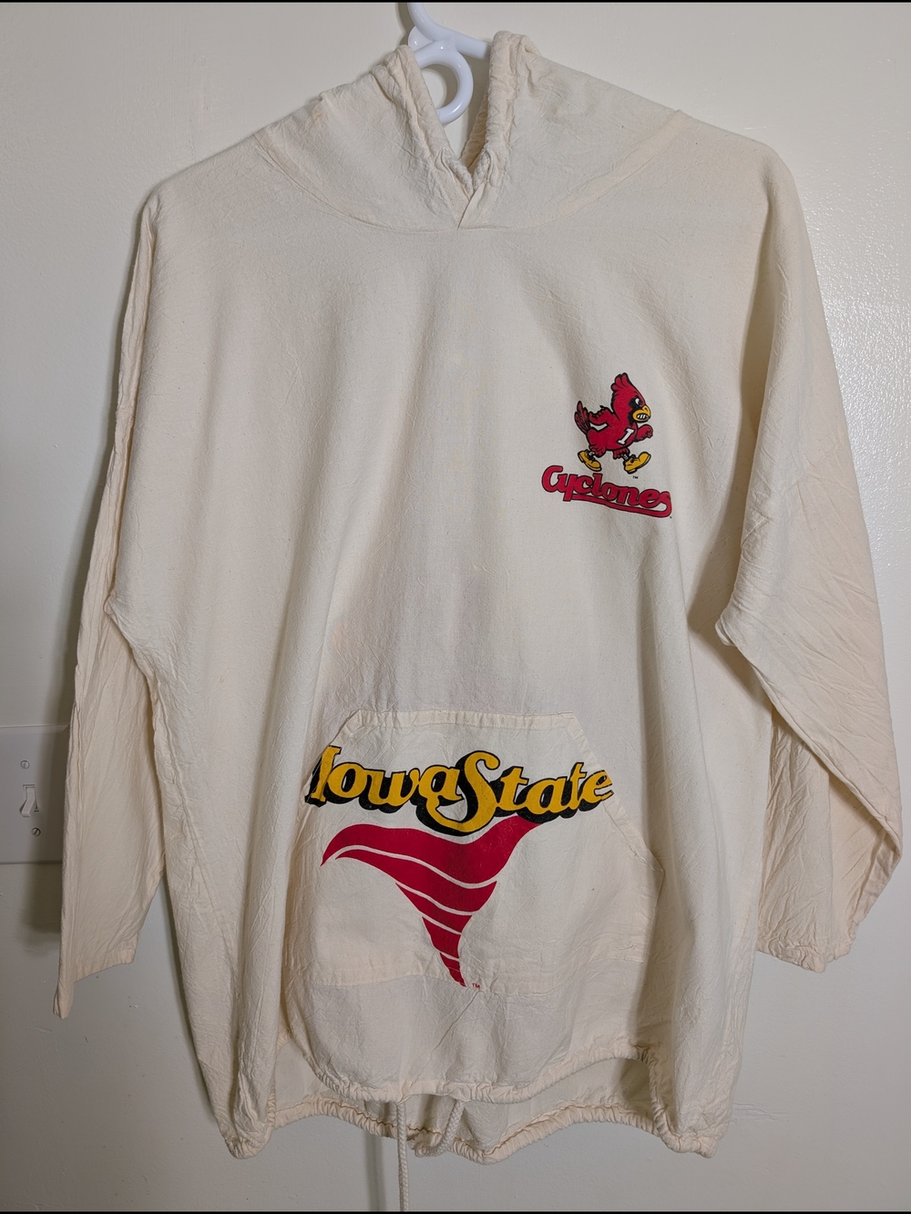 Iowa State Cyclones Vintage Cream Hoodie with Red & Yellow Logos